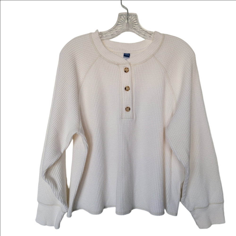 Old Navy Women's Cream Henley Sweater